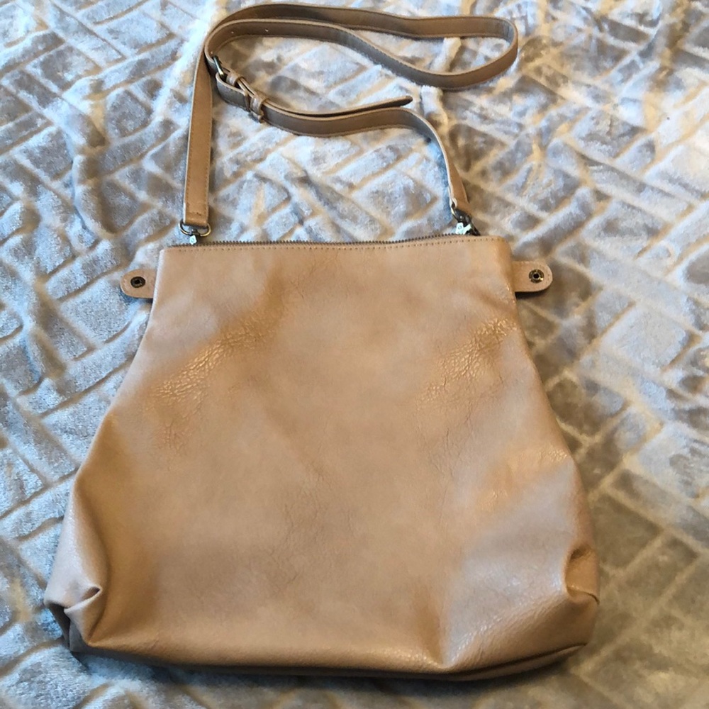 Beige across body bag